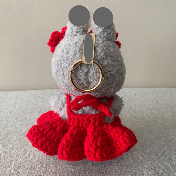 Handmade Crochet Red Floral Outfit for 17cm Plush Doll 2-Piece Set - Picture 3 of 7